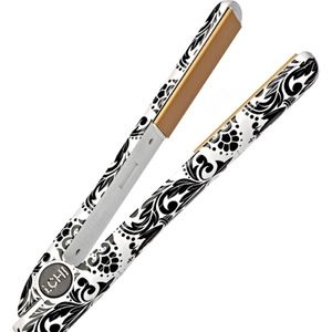 Chi Flat Iron in White with Black Print